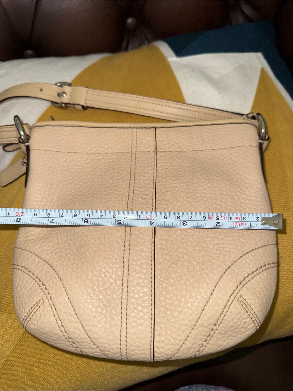 Coach vintage Pebbled Leather Crossbody Bag in Beige/Tan - Picture 13 of 14